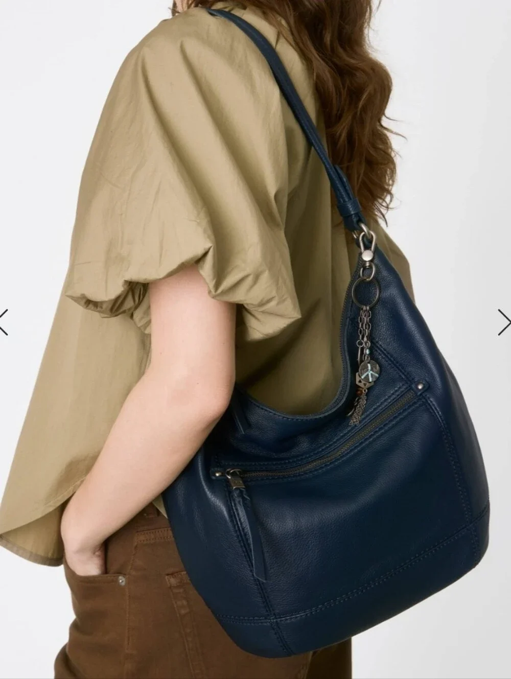 The Sak Indigo Sequoia Leather Hobo Bag with Charms- NWOT